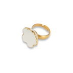 Anillo flor borde oro