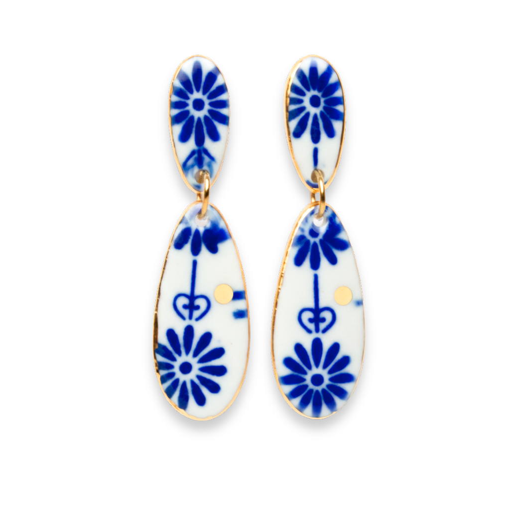 Pendientes cobalto dos piezas grande