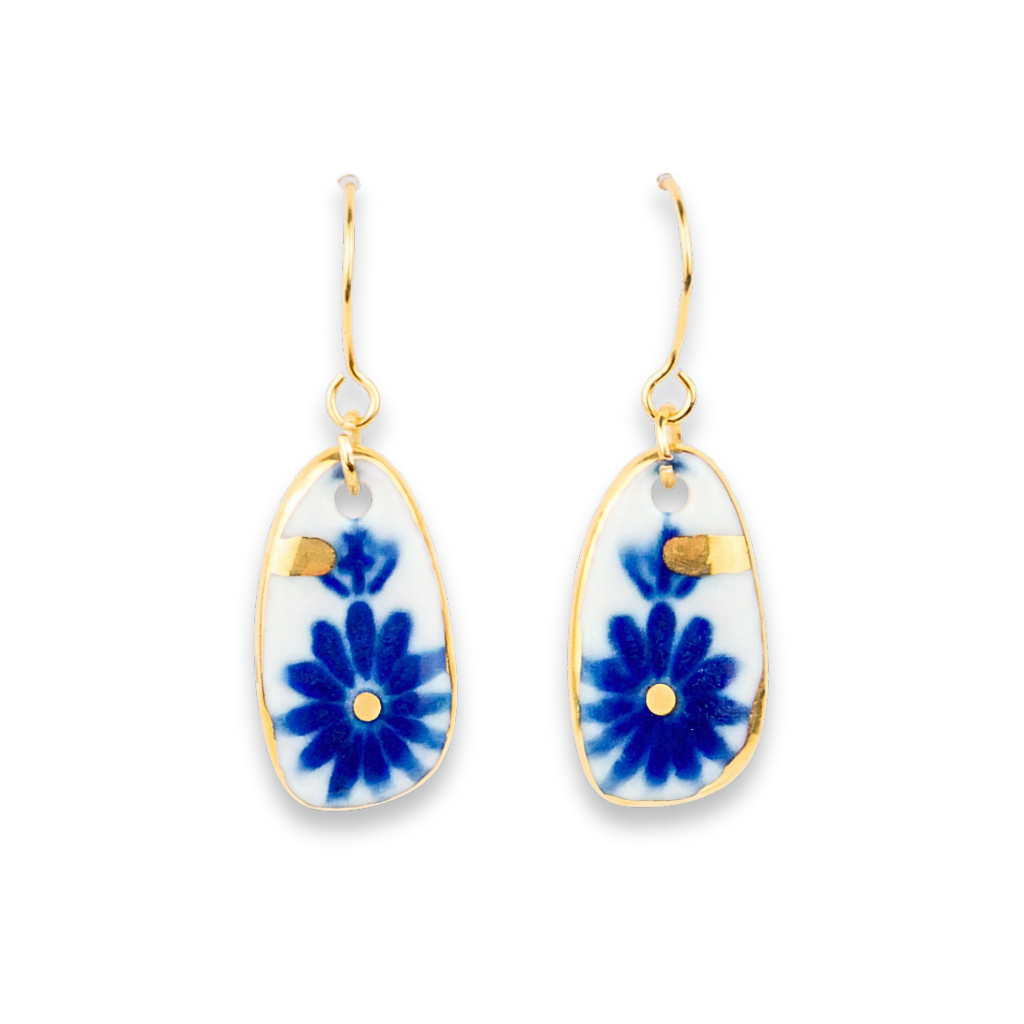 Pendientes cobalto ovalados gancho pq.