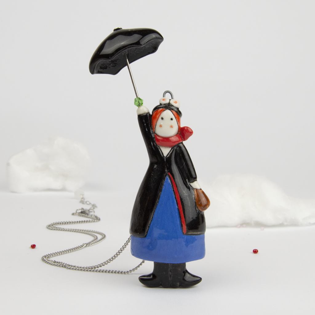 Colgante Mary Poppins modelado con paraguas