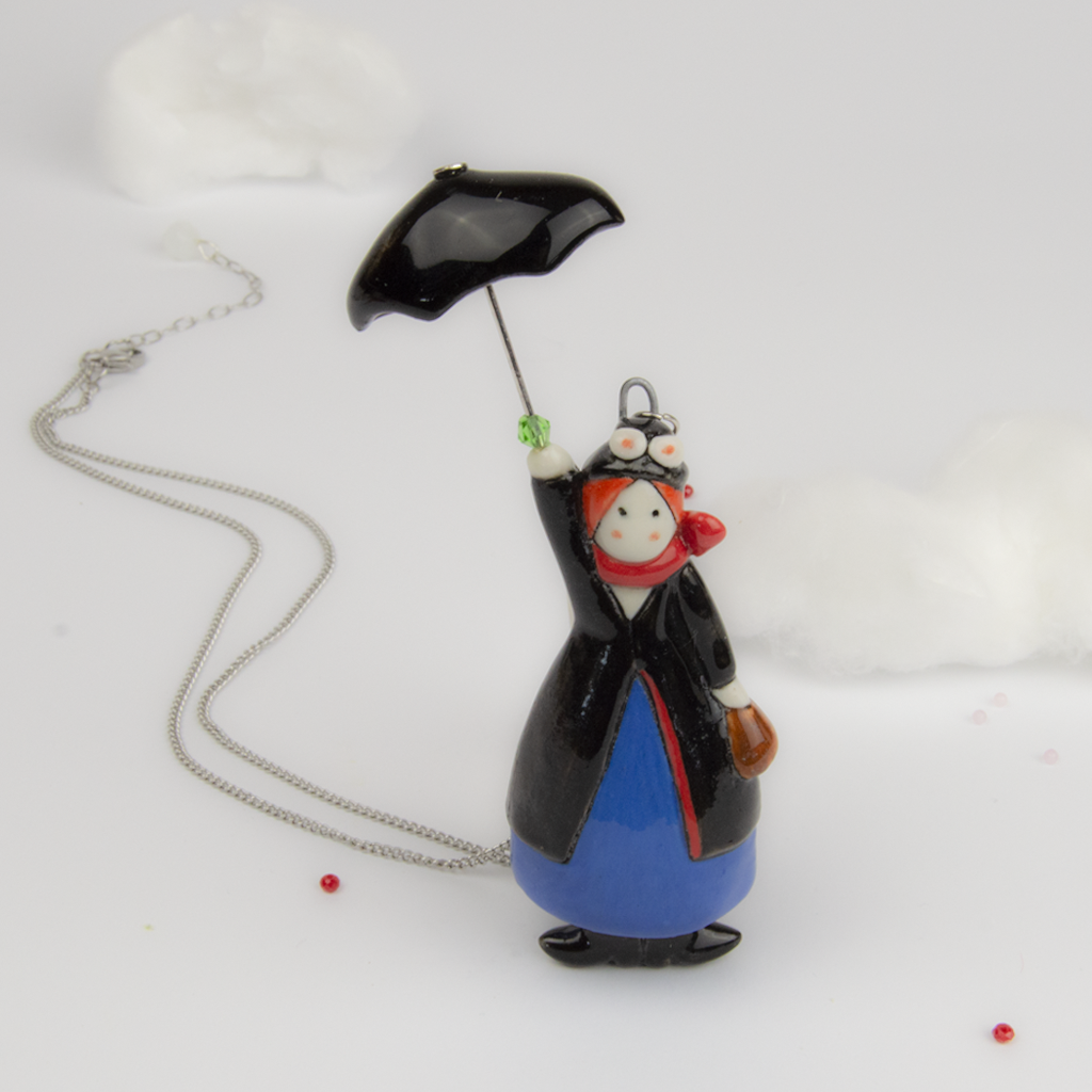 Colgante Mary Poppins modelado con paraguas