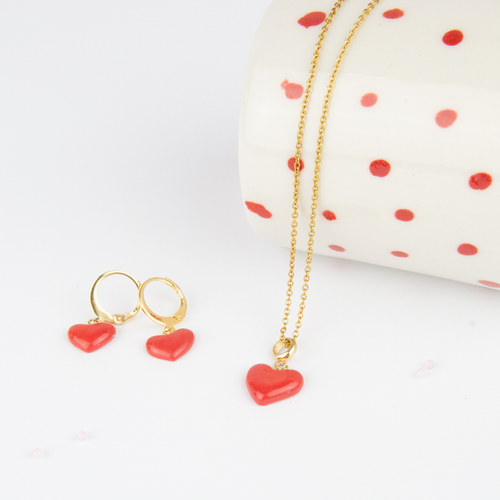 Conjunto art decó corazon rojo