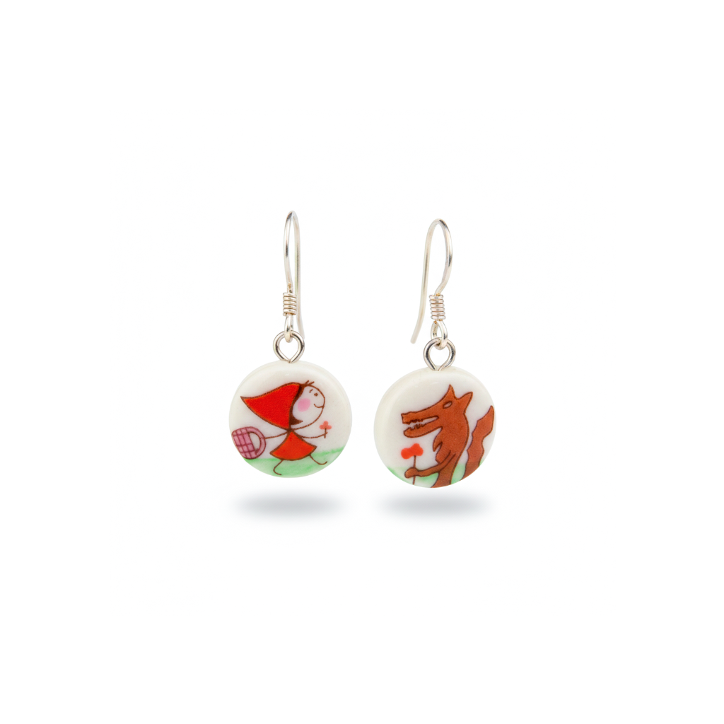 Pendientes gancho caperucita + lobo