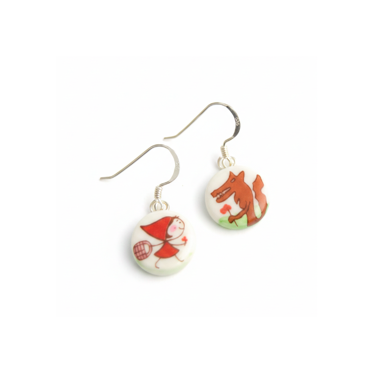 Pendientes gancho caperucita + lobo
