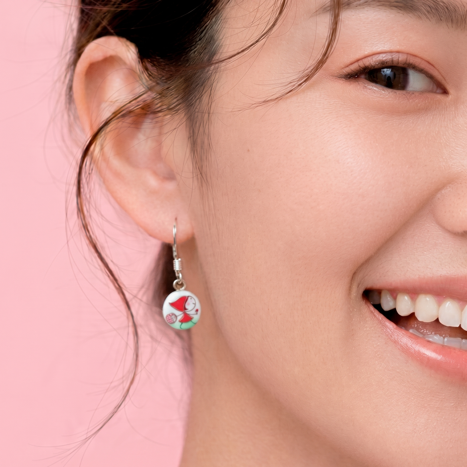 Pendientes gancho caperucita + lobo