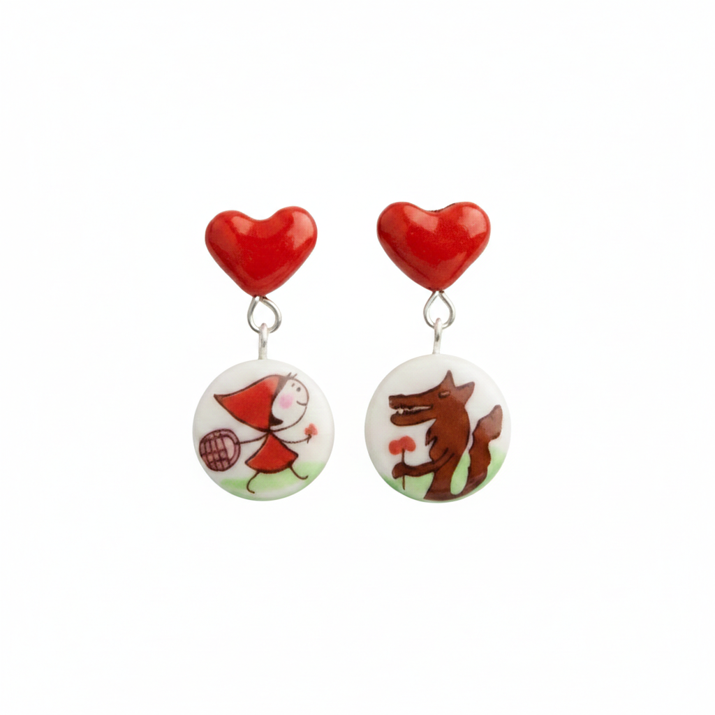 Pendientes Caperucita corazon cortos