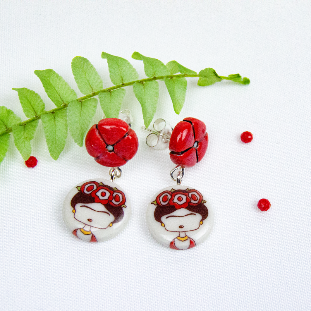 Pendientes Frida flor cortos