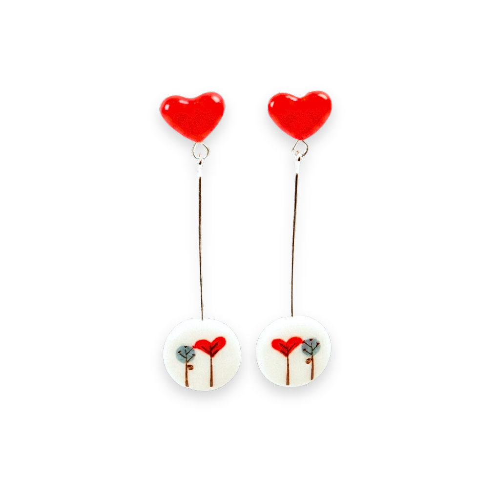 Pendientes corazón largos Love tree