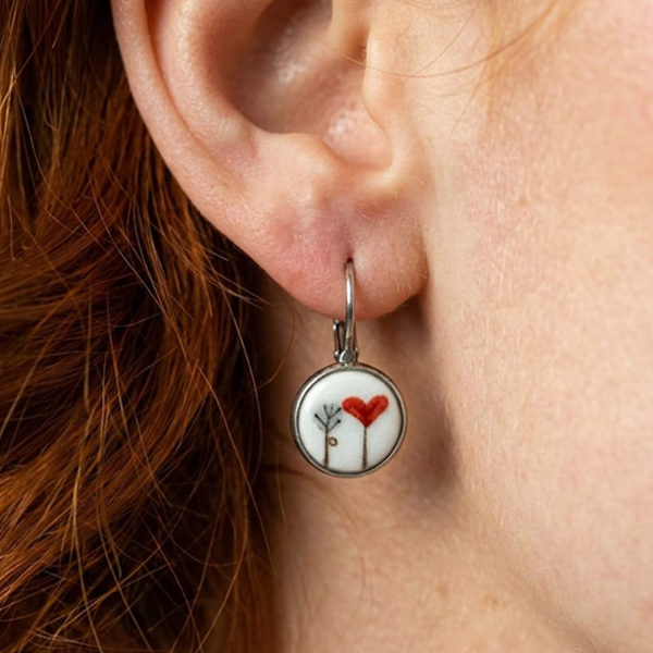 Pendientes Love tree acero