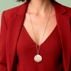 Colgante amapola porcelana cadena acero