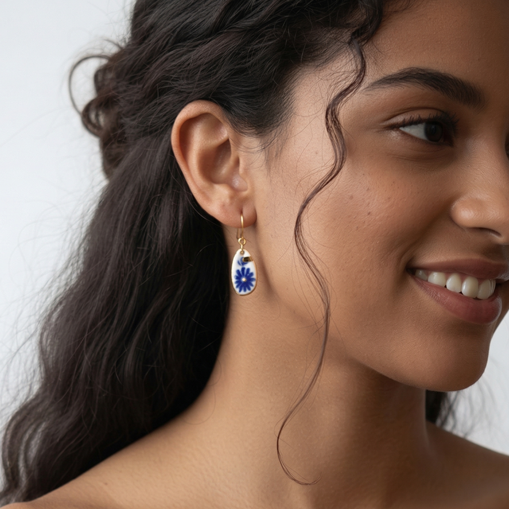 Pendientes cobalto ovalados gancho pq.