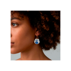 Pendientes cobalto redondos gancho en V