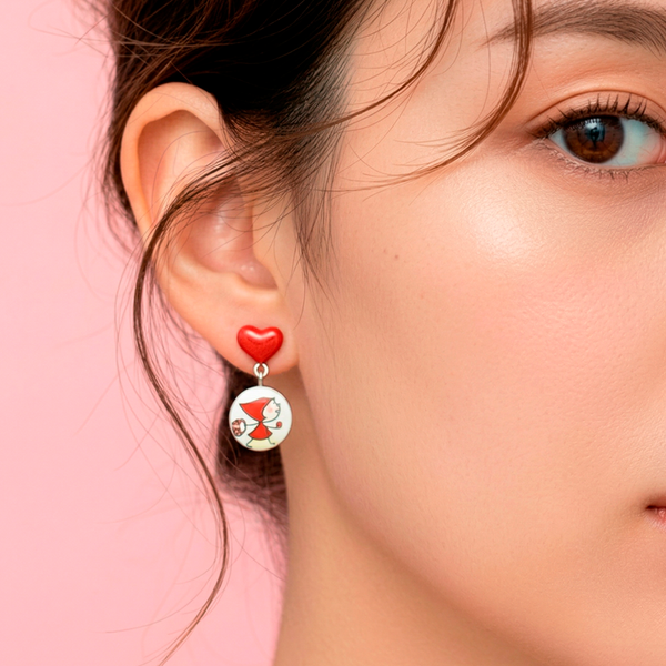Pendientes Caperucita corazon cortos