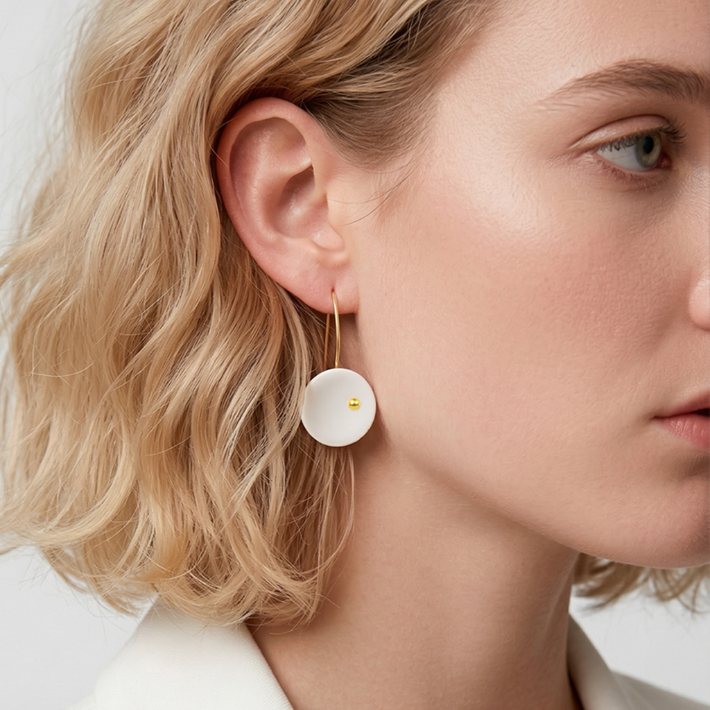 Pendientes punto oro gancho