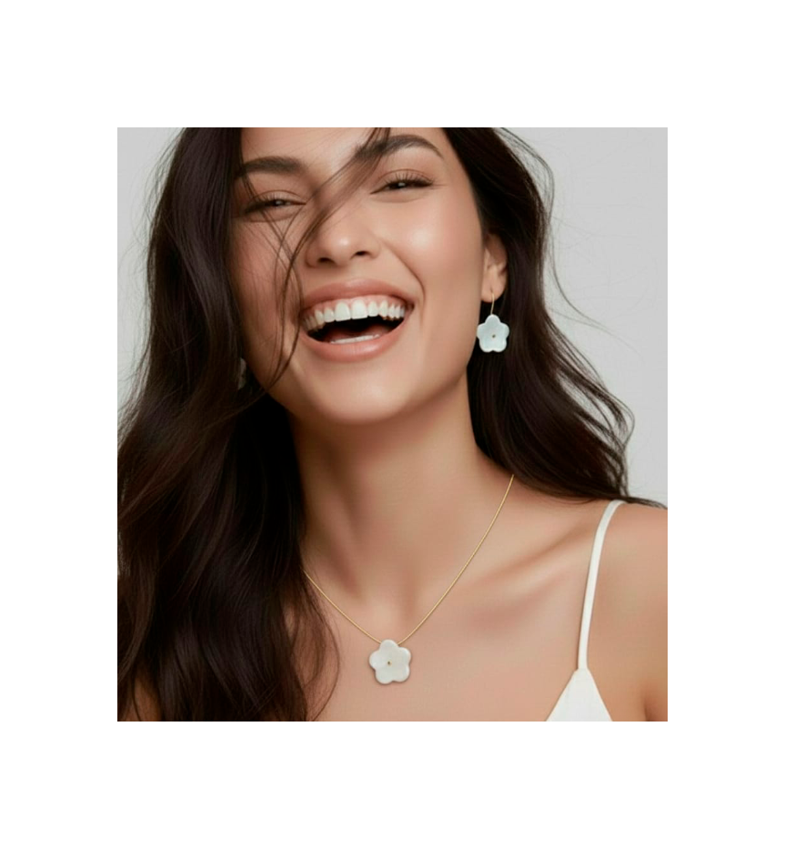 Conjunto flor punto oro mediano