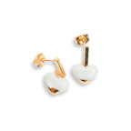 Pendientes oro corazón barra acero