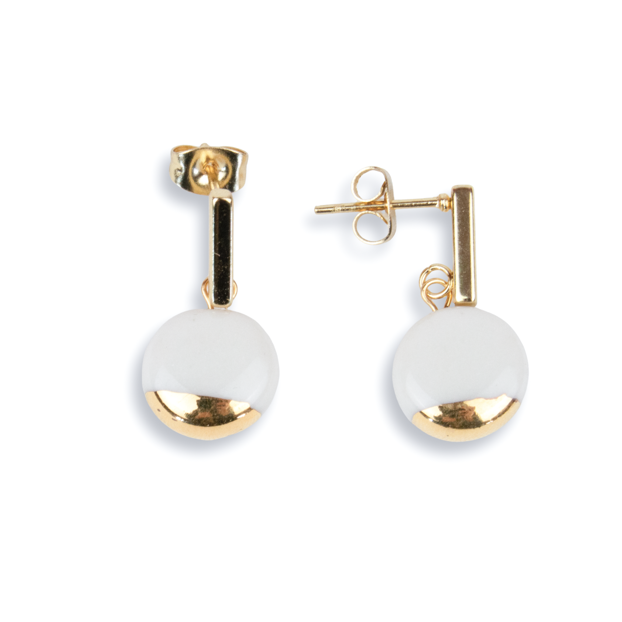 Pendientes oro acero barra redondo