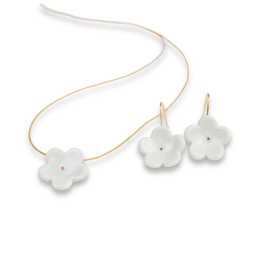 Conjunto flor punto oro mediano