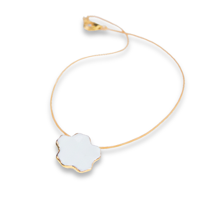 Colgante flor borde oro md.