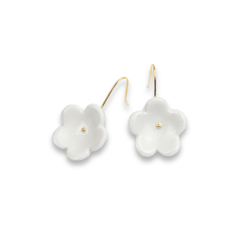 Pendientes flor punto oro gancho md.