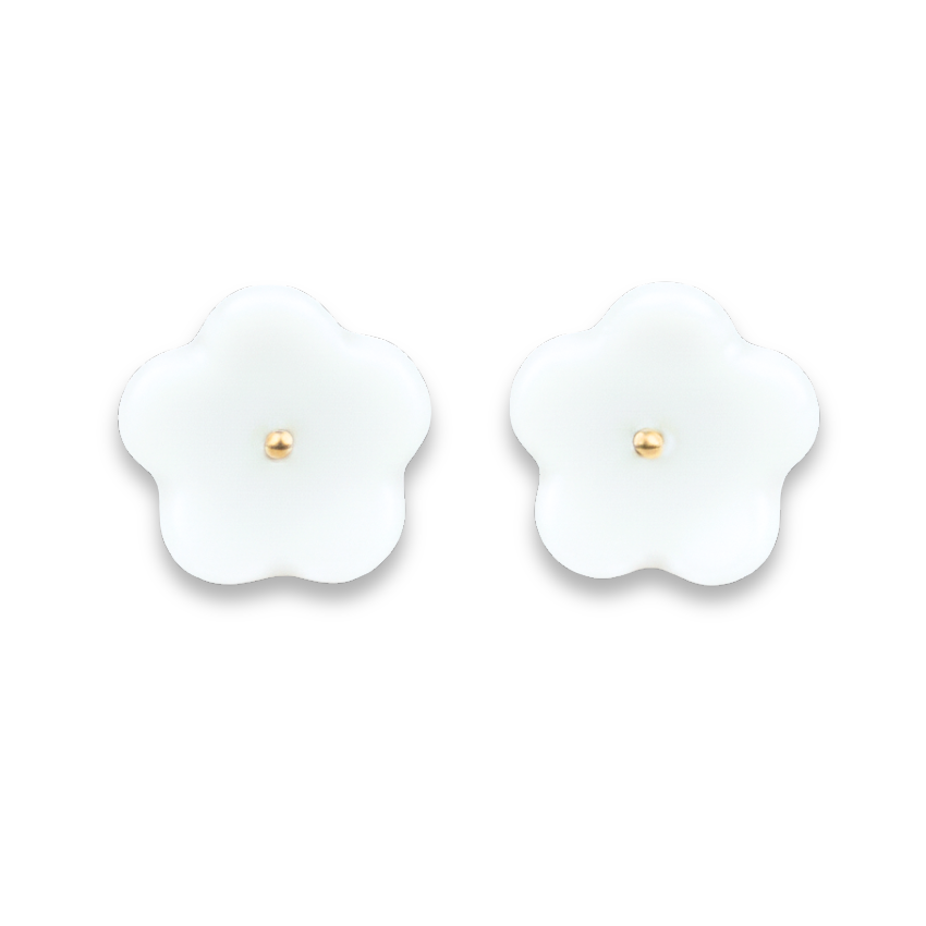 Pendientes flor punto oro presión mini