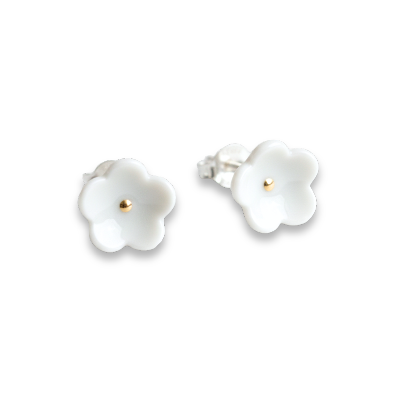 Pendientes flor punto oro presión mini