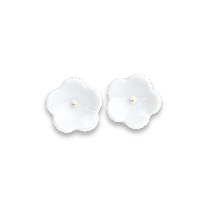 Pendientes flor punto oro presión mediano