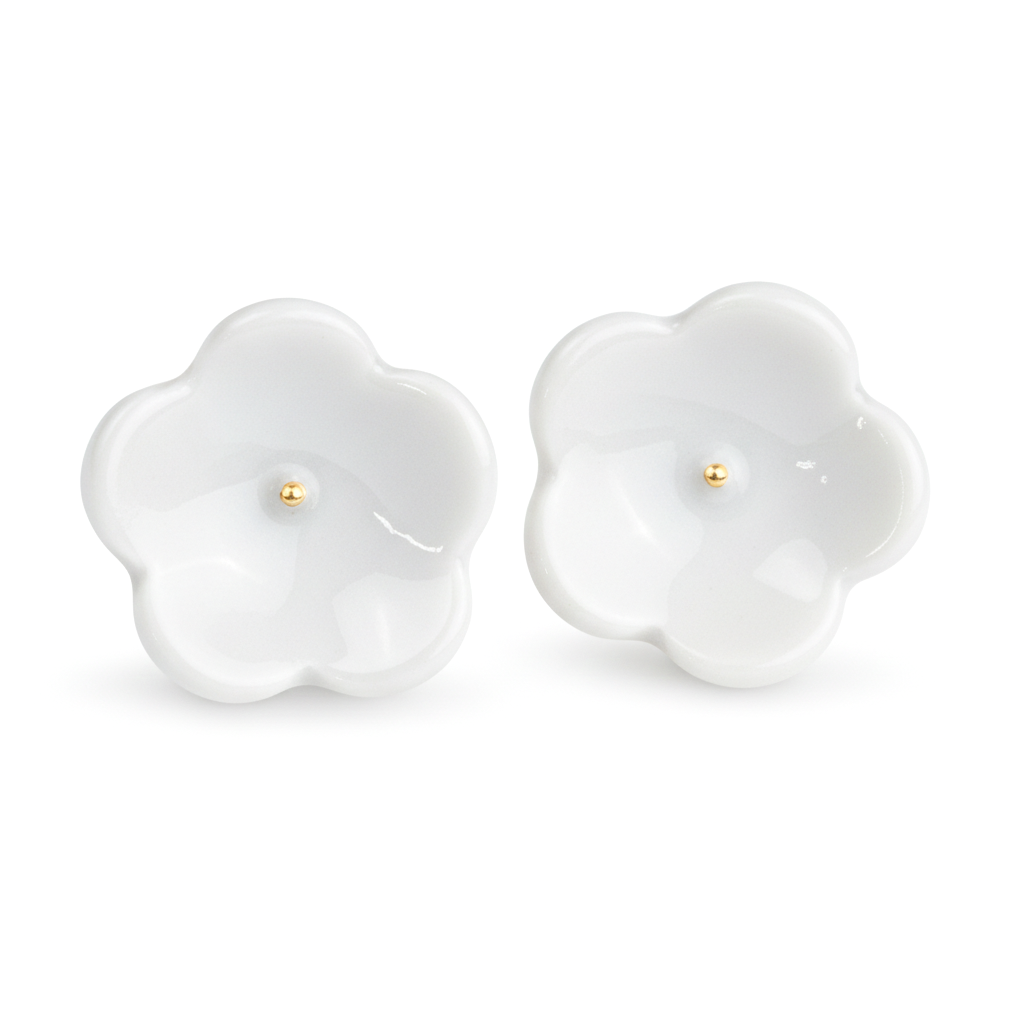 Pendientes flor punto oro presión mediano