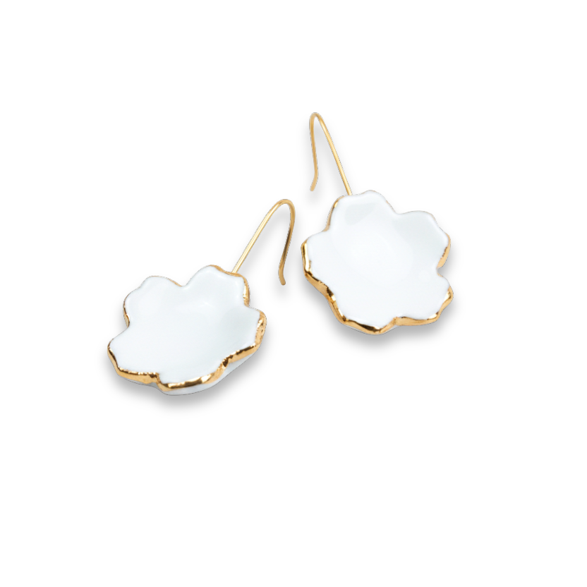 Pendientes flor borde oro md. Gancho