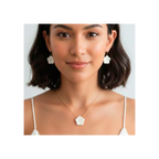 Conjunto flor punto oro mediano