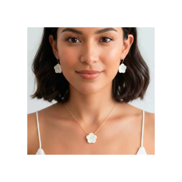 Conjunto flor punto oro mediano