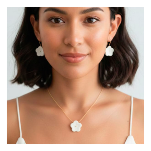 Conjunto flor punto oro mediano