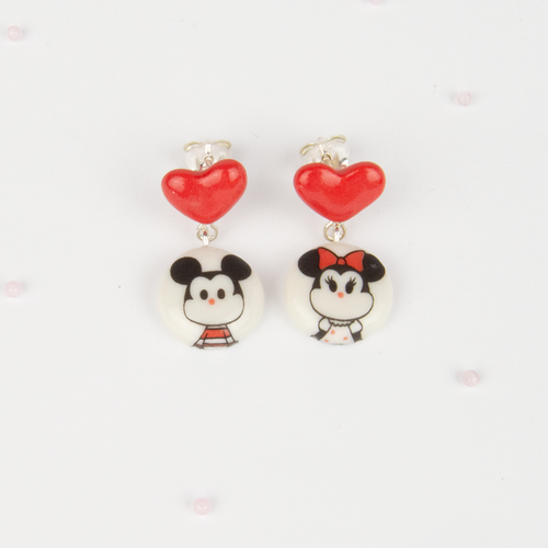 Pendientes  Mickey corazon cortos