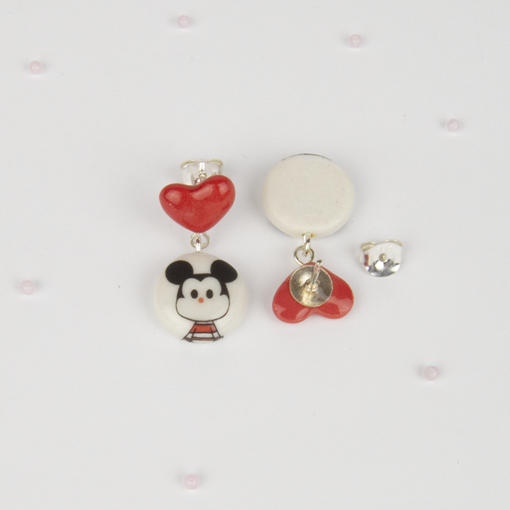 Pendientes  Mickey corazon cortos