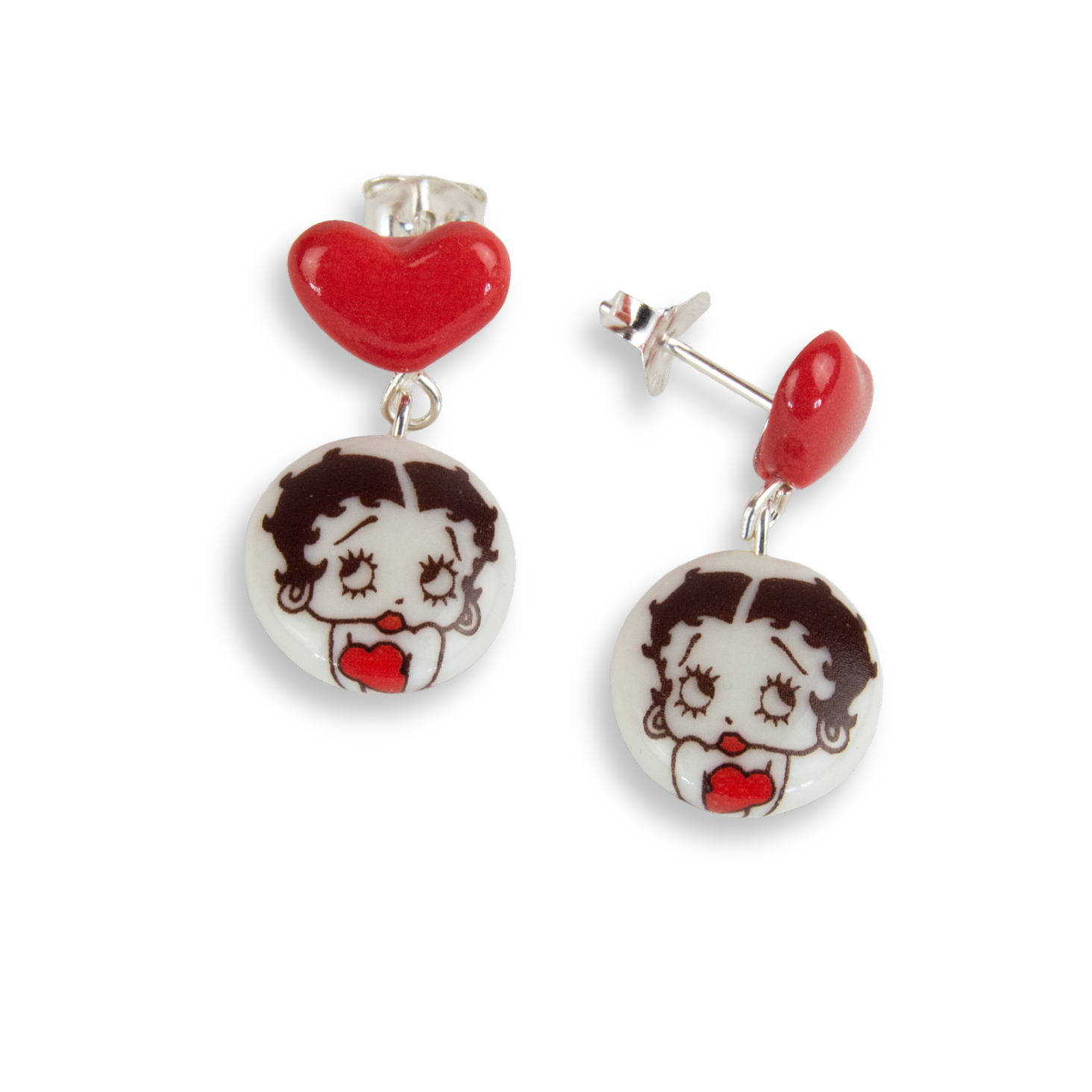 Pendientes Betty Boop corazón cortos