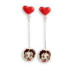 Pendientes Betty Boop corazón largos