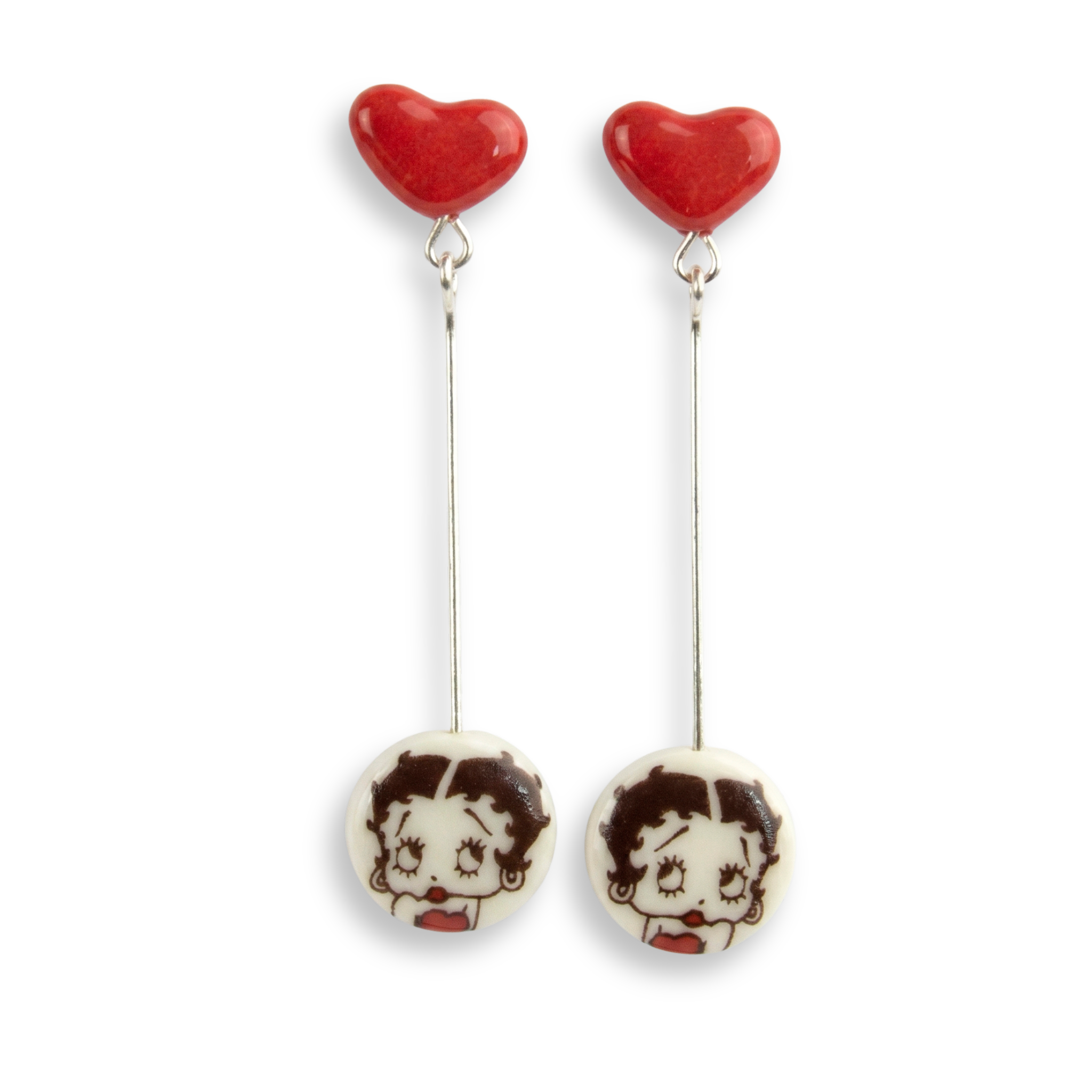 Pendientes Betty Boop corazón largos