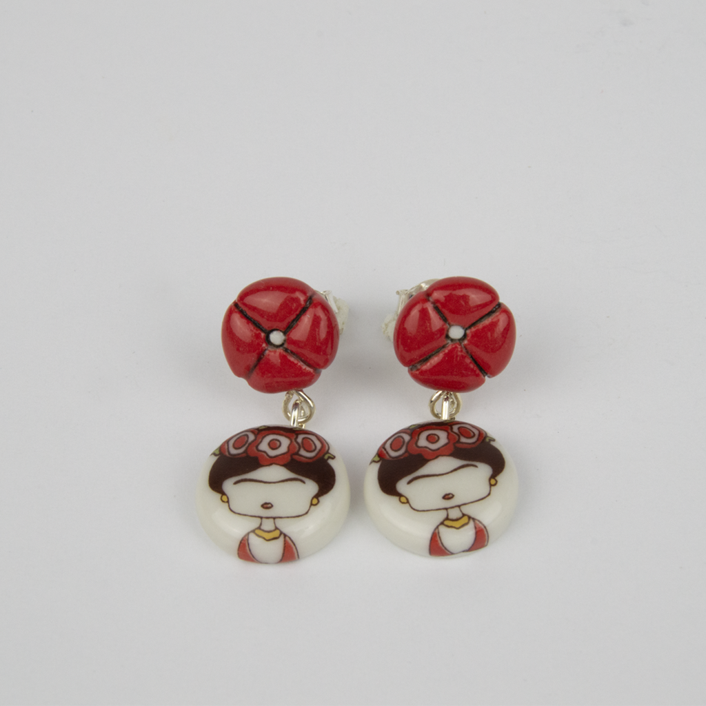 Pendientes Frida flor cortos