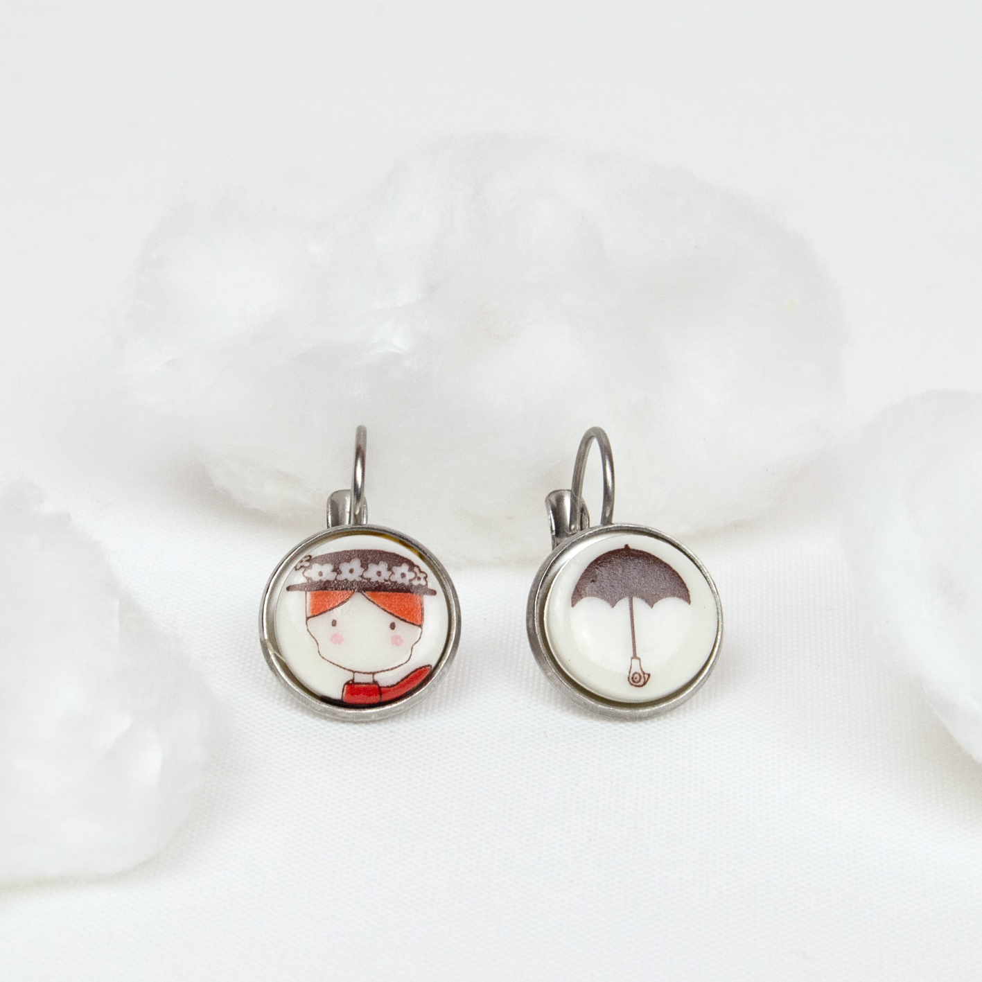 Pendientes Mary Poppins acero