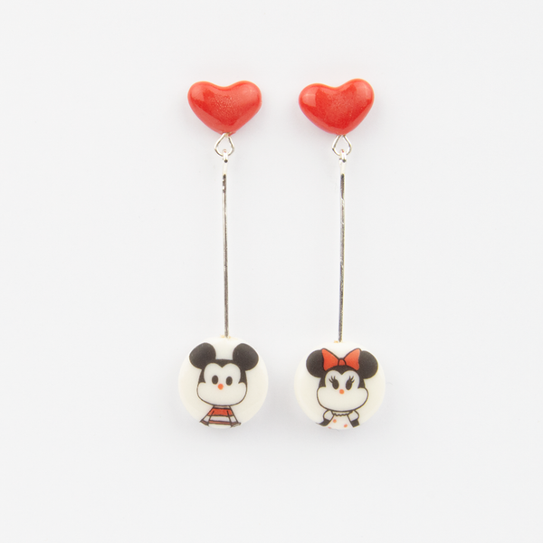 Pendientes  Mickey corazon largos