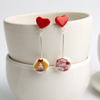 Pendientes Ricitos de oro corazón largos