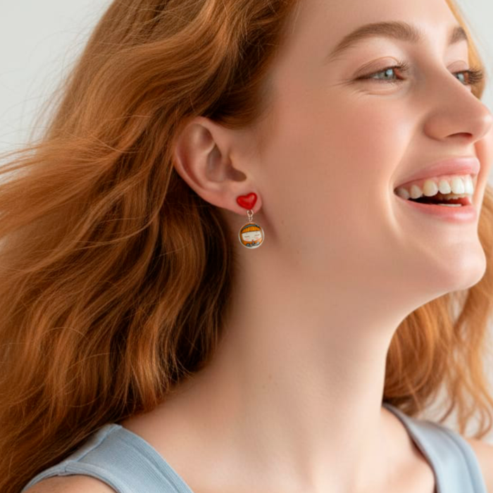 Pendientes Alicia corazón cortos