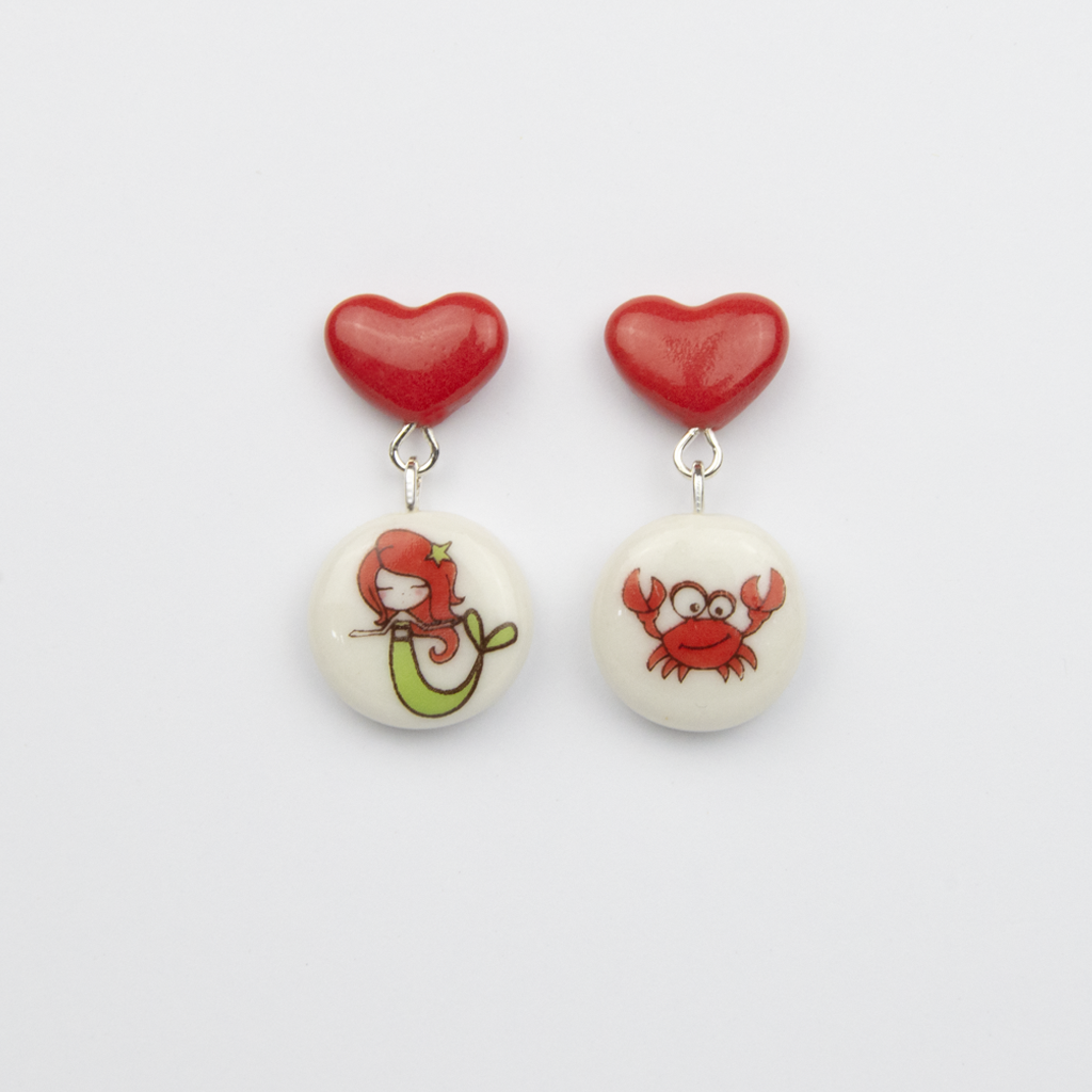Pendientes corazón cortos Sirenita