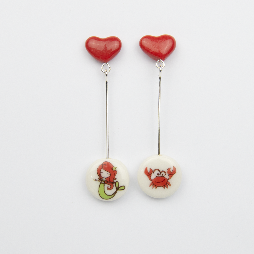 Pendientes corazón largos Sirenita