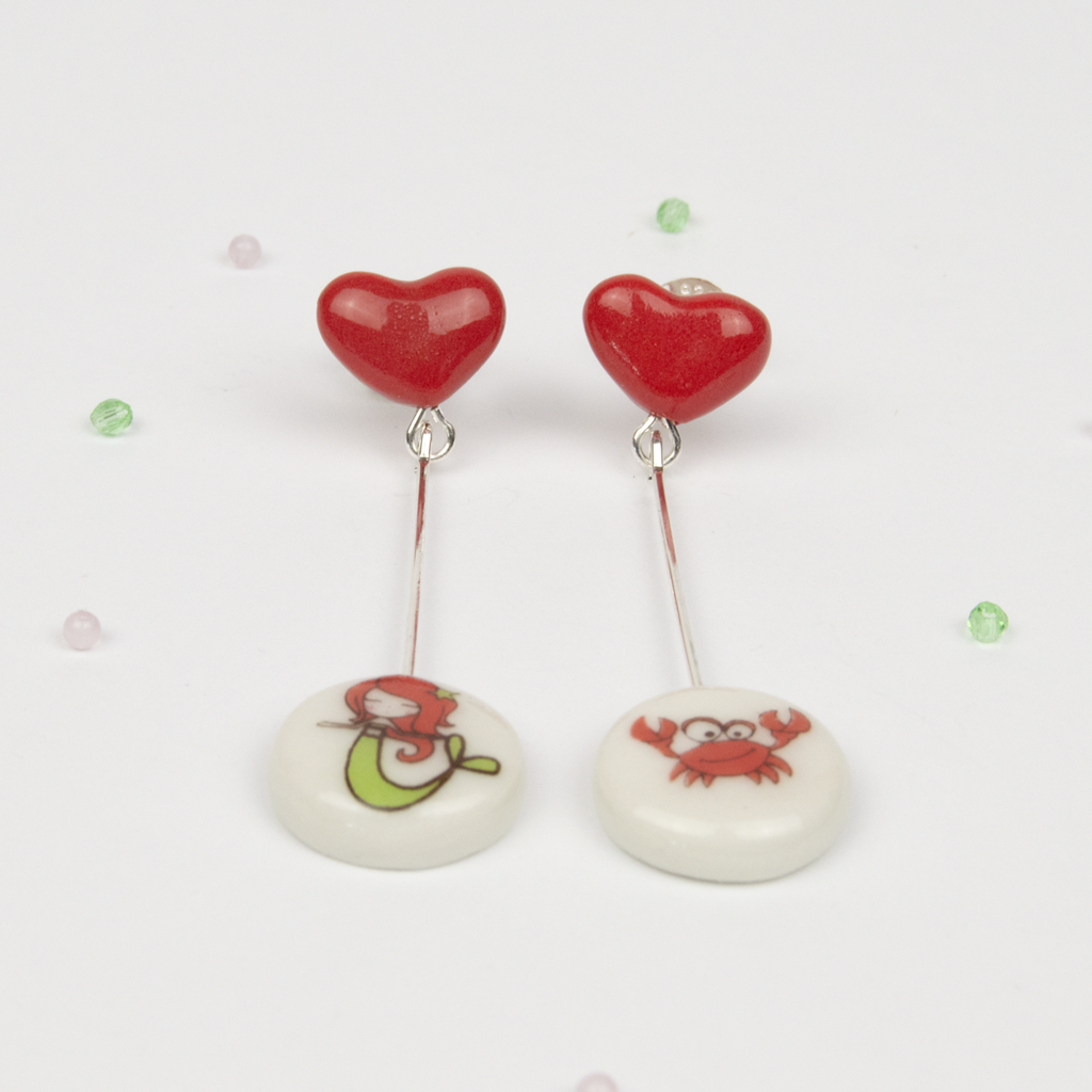 Pendientes corazón largos Sirenita