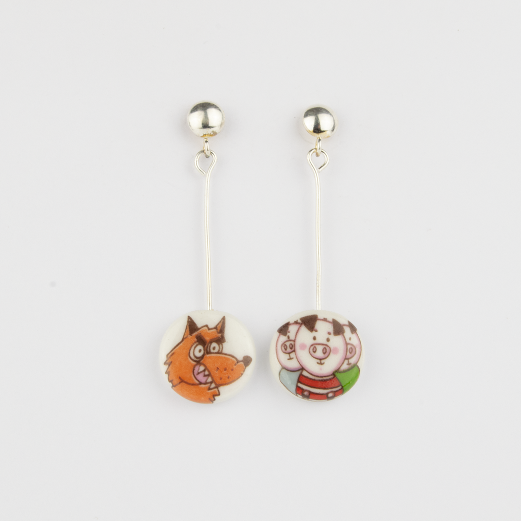 Pendientes Tres cerditos largos