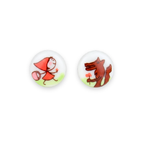 Pendientes mini caperucita y el lobo enamorado