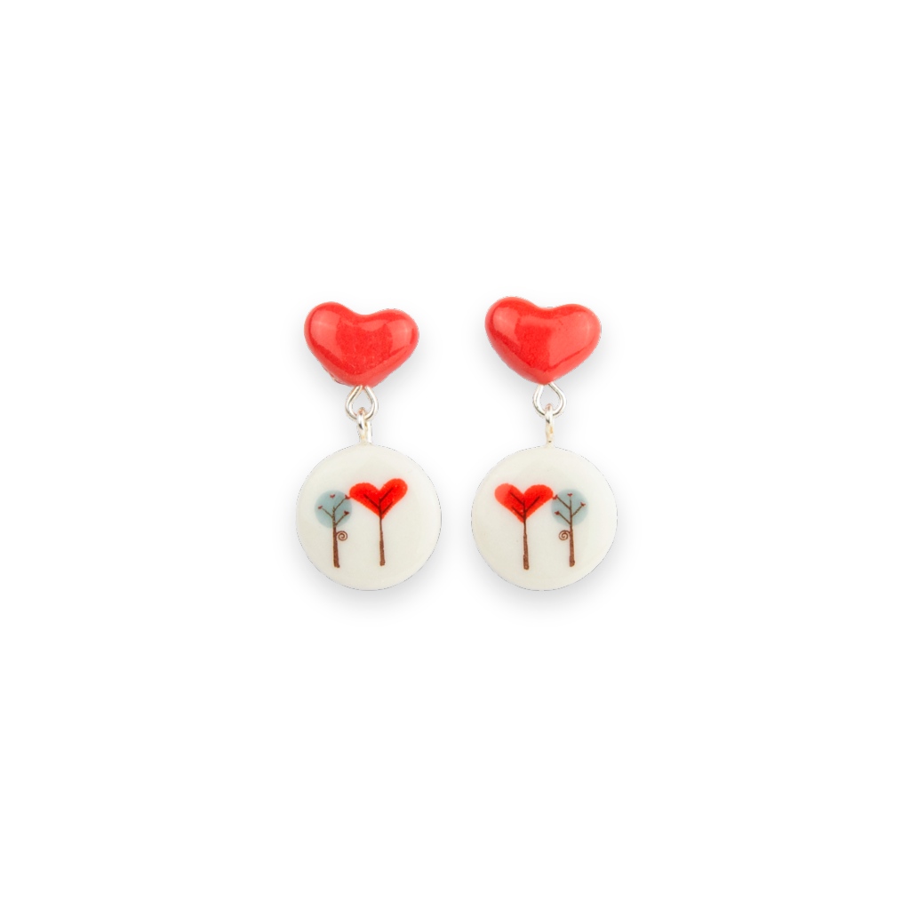 Pendientes love tree corazón cortos