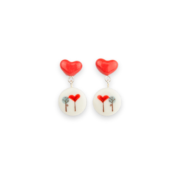 Pendientes love tree corazón cortos