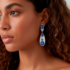 Pendientes cobalto dos piezas grande